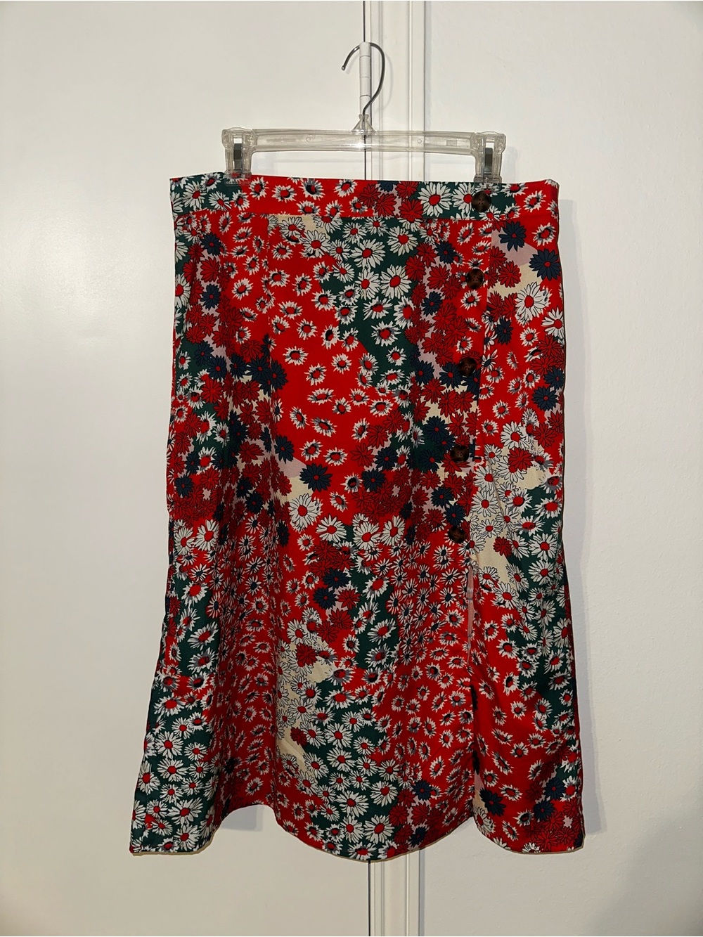 Amazon Floral Red Midi Skirt